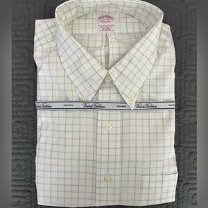 Brooks Brothers Men's Cream Checkered Dress Shirt